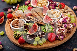 Mix fruits and nuts, healthy diet, Turkish sweets