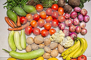 Mix of fruits and vegetables from market