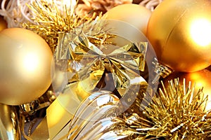 Mix of golden Christmas toys