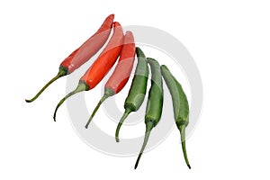 A mix group of red chili and green chili