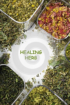 mix of healing herbs, herbal medicine