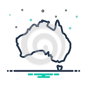 Mix icon for Aus, map and australia