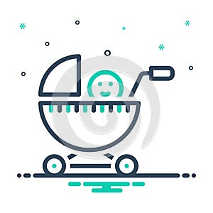 Mix icon for Baby Stroller, pram and baby