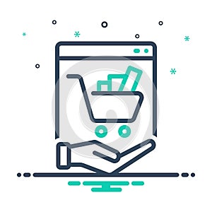 Mix icon for Bought, online and online shopping