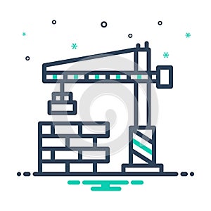 Mix icon for Construct, crane and brick