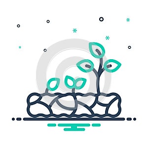 Mix icon for Growing, increasingly and sapling