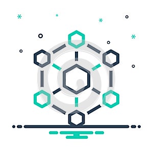 mix icon for Hexagonal Interconnections, interconnectivity and architecture