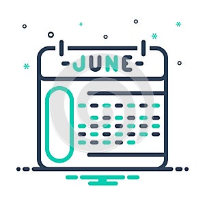 Mix icon for June, deadline and date book
