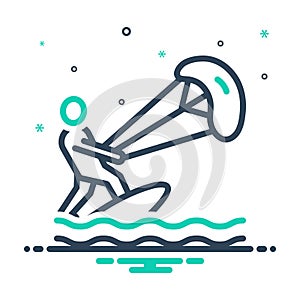 Mix icon for Kitesurf, kitesurfer and acrobatic