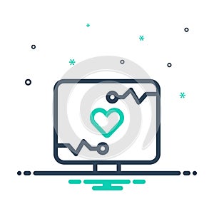 Mix icon for Monitoring, computer and heart
