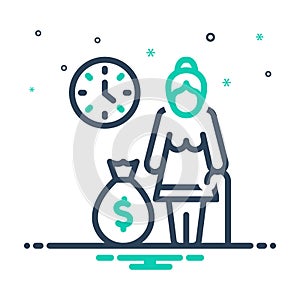 Mix icon for Pensions, pensioner and stipend