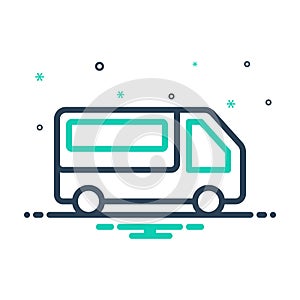 Mix icon for Pickup Van, transport and mini bus
