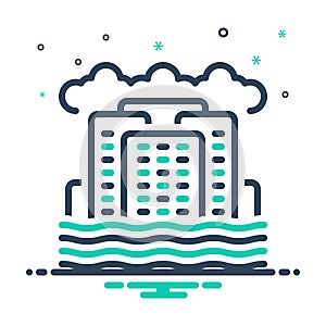 Mix icon for Sea Level Rise, disaster and water