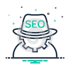 Mix icon for Seo Blackhat, cogwheel and technical