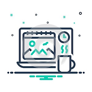 Mix icon for Weekends, day off and laptop
