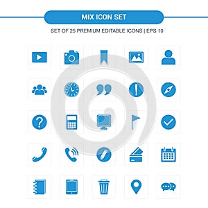 Mix icons set vector