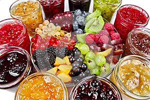 Mix of jams and fruits