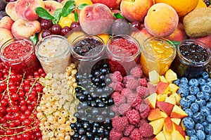 Mix of jams and fruits