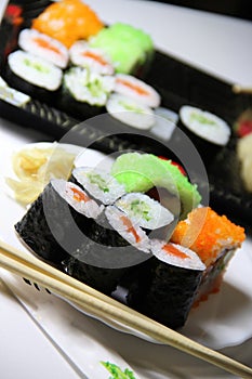 Mix of Japanese sushi and rolls