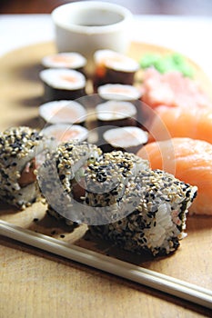 Mix of maki, rolls and sushi