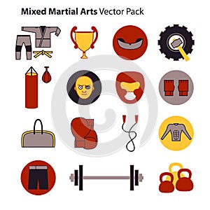 Mix Martial Arts Icons Set.