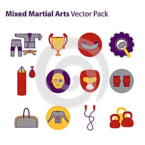 Mix Martial Arts Icons Set.