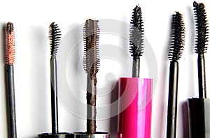 Mix of mascara brushes