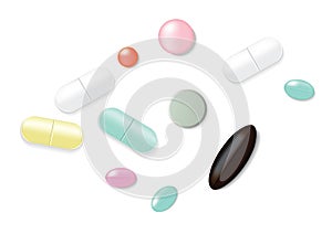 Mix Medicine Pill and Vitamin Background Illustration