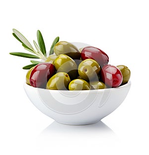 Mix of olives fruits on white backgrounds. Generated AI