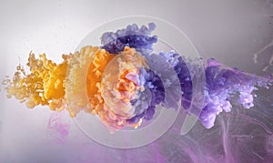 Mix of orange and purple water color paint splash background