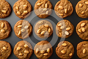 Mix peanut cookies arranged attractively in editorial foodgraphy