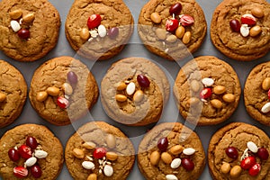Mix peanut cookies arranged attractively in editorial foodgraphy