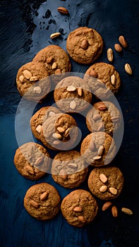 Mix peanut cookies arranged attractively in editorial foodgraphy