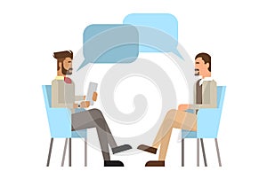 Mix Race Businessman Sitting Office Desk Apply Job Interview, Business People Candidate