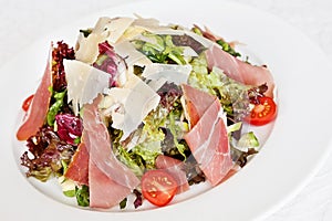 Mix salad with parma ham