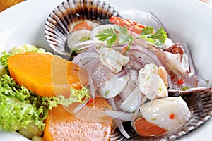 Mix of Sea food and fish peruvian ceviche.