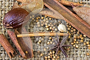 Mix of spice Cinnamon And Star Anise on sack