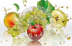 Mix splashes of juices Grapes and Apple