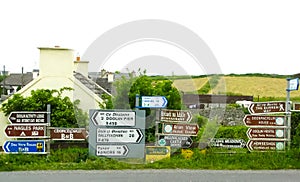 Mix of Street Signs Pointing in Different Directions in Ireland