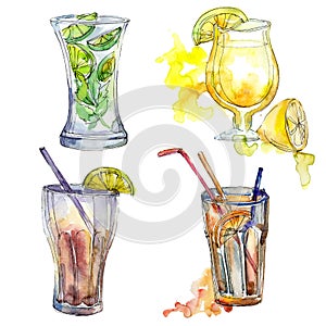 Mix of summer cocktails bar party drink. Nightclub isolated icon sketch drawing.