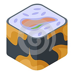 Mix sushi roll icon, isometric style