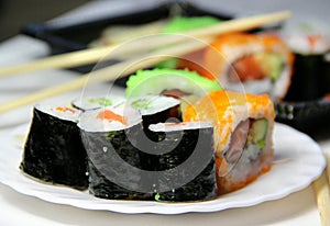 Mix of sushi specialties photo