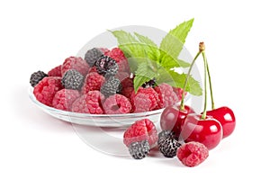 Mix tasty berries in plate