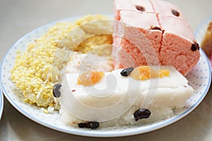 Mix Thai desserts in dish
