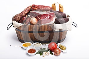 Mix of tradicional Portuguese food on a basket photo