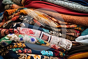 a mix of traditional fabrics from various countries