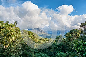 Tropical forests with volcano at Arenal national Park in Costa Rica