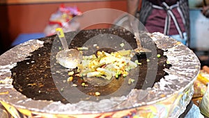Mix Veg Fry being Roasted and fried in a pan during a Indian festival Suitable for Vegans Mix veg fry vegetarian