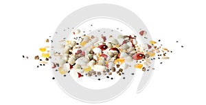 Mix of vegetable seeds on background