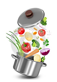 Mix vegetables falls in a pot